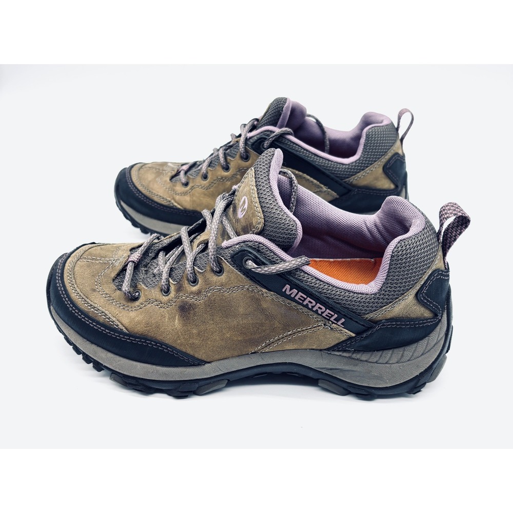 Merrell Womens Brindle Hiking Shoes Brown Purple Low Top Trail Sneakers Size 7.5